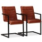 vidaXL Sillas de comedor 2 unidades cuero auténtico marrón vidaXL Sillas de comedor 2 unidades cuero auténtico marrón
