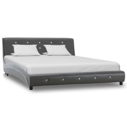 vidaXL Estructura de cama de cuero sintético gris 140x200 cm