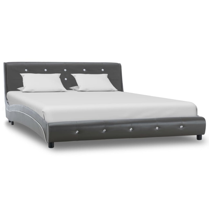 vidaXL Estructura de cama de cuero sintético gris 140x200 cm vidaXL Estructura de cama de cuero sintético gris 140x200 cm