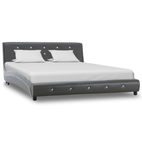 vidaXL Estructura de cama de cuero sintético gris 140x200 cm