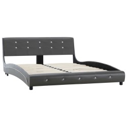 vidaXL Estructura de cama de cuero sintético gris 140x200 cm