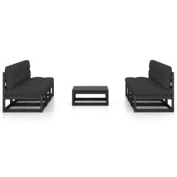 vidaXL Juego de muebles de jardín 7 pzas y cojines madera pino maciza