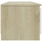 vidaXL Mueble de TV madera contrachapada blanco y roble 140x40x35,5 cm vidaXL Mueble de TV madera contrachapada blanco y roble 140x40x35,5 cm