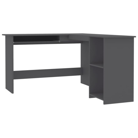 vidaXL Escritorio forma de L madera contrachapada gris 120x140x75 cm