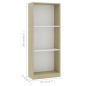 vidaXL Estantería 3 niveles contrachapada blanca y Sonoma 40x24x108cm