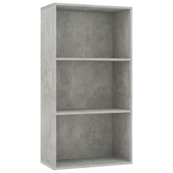 vidaXL Estantería de 3 niveles contrachapada gris hormigón 60x30x114cm