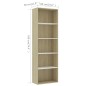 vidaXL Estantería 5 niveles contrachapada blanca y roble 60x30x189 cm vidaXL Estantería 5 niveles contrachapada blanca y roble 60x30x189 cm