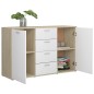 vidaXL Aparador contrachapada blanco y roble Sonoma 120x35,5x75 cm vidaXL Aparador contrachapada blanco y roble Sonoma 120x35,5x75 cm