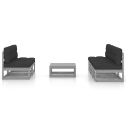 vidaXL Juego de muebles de jardín 6 pzas y cojines madera pino maciza