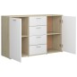 vidaXL Aparador contrachapada blanco y roble Sonoma 120x35,5x75 cm vidaXL Aparador contrachapada blanco y roble Sonoma 120x35,5x75 cm