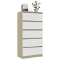 vidaXL Aparador cajones madera contrachapada blanco roble 60x35x121 cm vidaXL Aparador cajones madera contrachapada blanco roble 60x35x121 cm