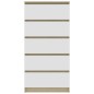 vidaXL Aparador cajones madera contrachapada blanco roble 60x35x121 cm vidaXL Aparador cajones madera contrachapada blanco roble 60x35x121 cm