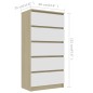 vidaXL Aparador cajones madera contrachapada blanco roble 60x35x121 cm vidaXL Aparador cajones madera contrachapada blanco roble 60x35x121 cm