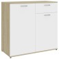 vidaXL Aparador madera contrachapada blanco y roble Sonoma 80x36x75 cm vidaXL Aparador madera contrachapada blanco y roble Sonoma 80x36x75 cm