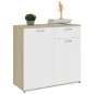 vidaXL Aparador madera contrachapada blanco y roble Sonoma 80x36x75 cm vidaXL Aparador madera contrachapada blanco y roble Sonoma 80x36x75 cm