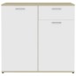 vidaXL Aparador madera contrachapada blanco y roble Sonoma 80x36x75 cm vidaXL Aparador madera contrachapada blanco y roble Sonoma 80x36x75 cm