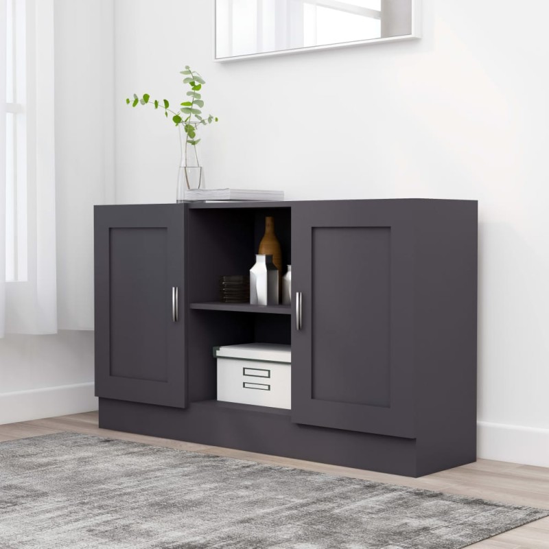 vidaXL Aparador de madera contrachapada gris 120x30,5x70 cm