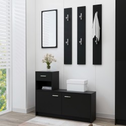 vidaXL Mueble de entrada madera contrachapada negro 100x25x76,5 cm