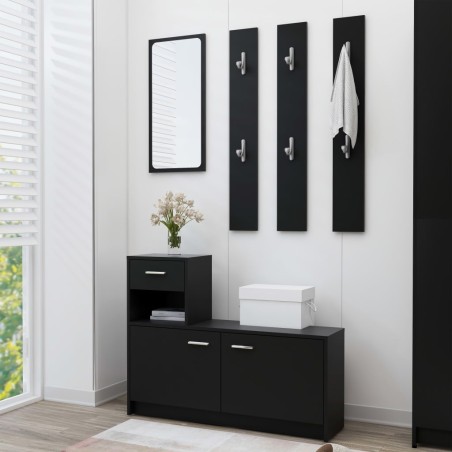 vidaXL Mueble de entrada madera contrachapada negro 100x25x76,5 cm