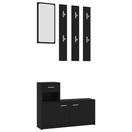 vidaXL Mueble de entrada madera contrachapada negro 100x25x76,5 cm