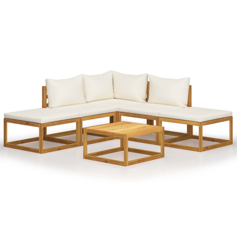 vidaXL Juego muebles de jardín y cojines 6 piezas madera maciza acacia vidaXL Juego muebles de jardín y cojines 6 piezas madera maciza acacia