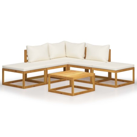 vidaXL Juego muebles de jardín y cojines 6 piezas madera maciza acacia