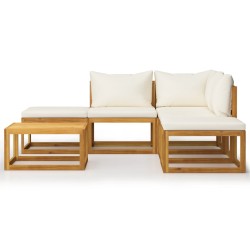vidaXL Juego muebles de jardín y cojines 6 piezas madera maciza acacia