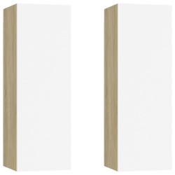 vidaXL Muebles para TV 2 uds contrachapada blanco roble 30,5x30x90 cm