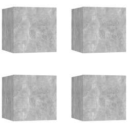 vidaXL Muebles de salón de pared 4 uds gris hormigón 30,5x30x30 cm