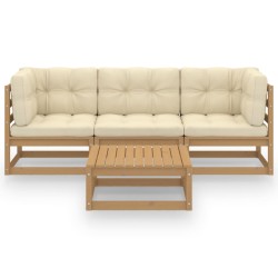 vidaXL Muebles de jardín 4 piezas con cojines de madera de pino maciza