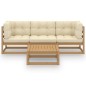 vidaXL Muebles de jardín 4 piezas con cojines de madera de pino maciza vidaXL Muebles de jardín 4 piezas con cojines de madera de pino maciza