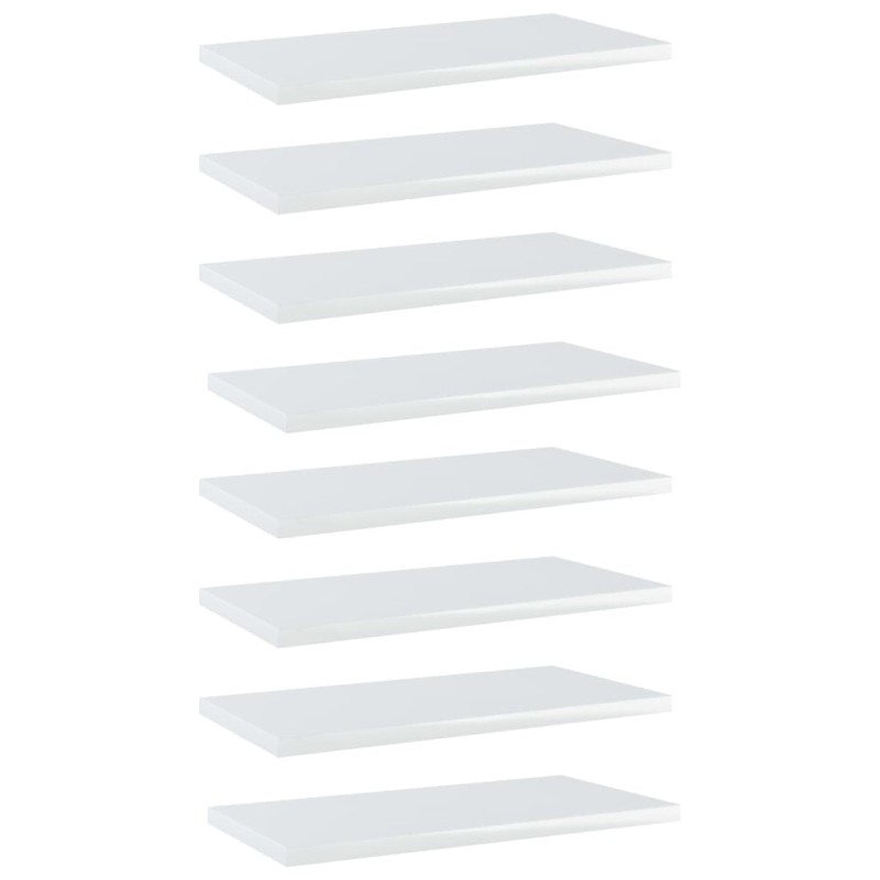 vidaXL Estante estantería 8uds contrachapada blanco brillo 40x20x1,5cm vidaXL Estante estantería 8uds contrachapada blanco brillo 40x20x1,5cm
