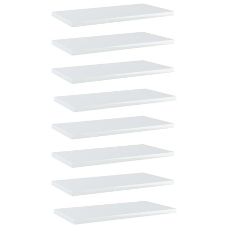 vidaXL Estante estantería 8uds contrachapada blanco brillo 40x20x1,5cm