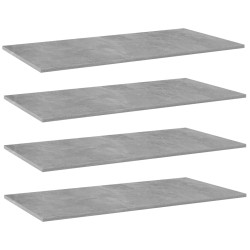 vidaXL Estante estantería 4uds contrachapada gris hormigón 80x30x1,5cm