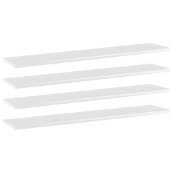 vidaXL Estante para estantería 4 uds madera blanco brillo 100x20x1,5cm