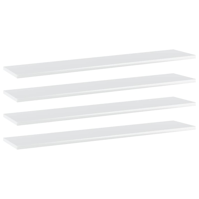 vidaXL Estante para estantería 4 uds madera blanco brillo 100x20x1,5cm vidaXL Estante para estantería 4 uds madera blanco brillo 100x20x1,5cm