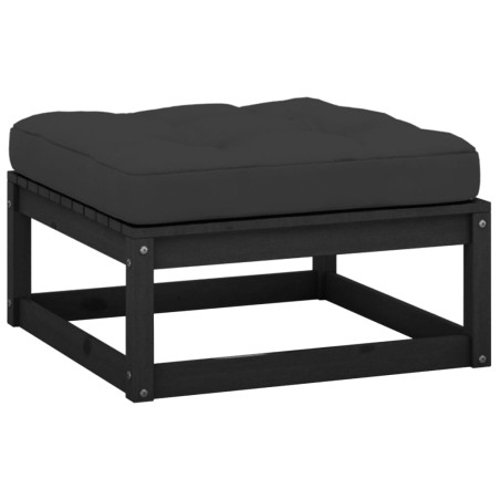 vidaXL Taburetes de jardín con cojines madera maciza de pino negro