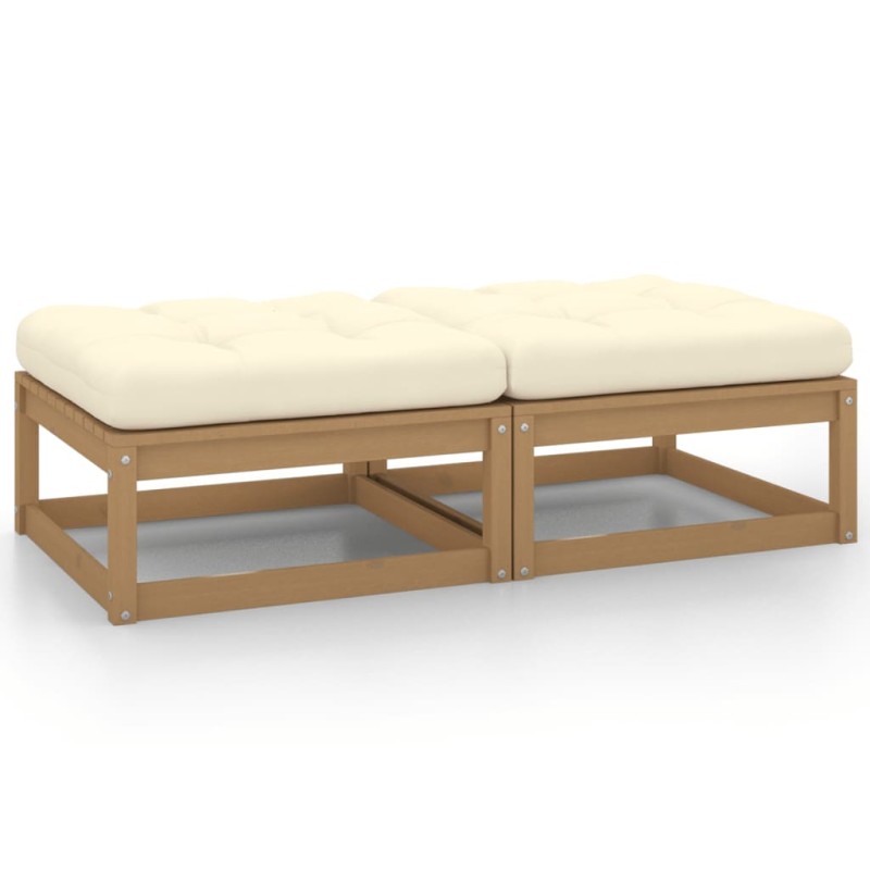 vidaXL Taburetes de jardín con cojines 2 uds madera pino marrón miel vidaXL Taburetes de jardín con cojines 2 uds madera pino marrón miel