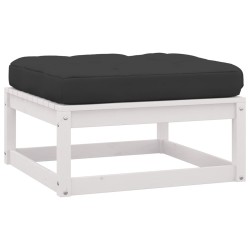 vidaXL Taburetes de jardín con cojines blanco 2 uds madera maciza pino