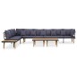 vidaXL Juego muebles de jardín 8 plazas y cojines madera acacia maciza