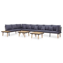 vidaXL Juego muebles de jardín 8 plazas y cojines madera acacia maciza