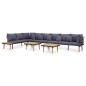 vidaXL Juego muebles de jardín 8 plazas y cojines madera acacia maciza