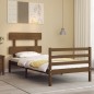 vidaXL Estructura cama con cabecero madera maciza marrón miel 90x200cm vidaXL Estructura cama con cabecero madera maciza marrón miel 90x200cm
