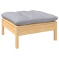 vidaXL Reposapiés de jardín con cojín madera maciza de pino gris vidaXL Reposapiés de jardín con cojín madera maciza de pino gris