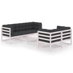 vidaXL Muebles de jardín 6 piezas con cojines de madera de pino maciza