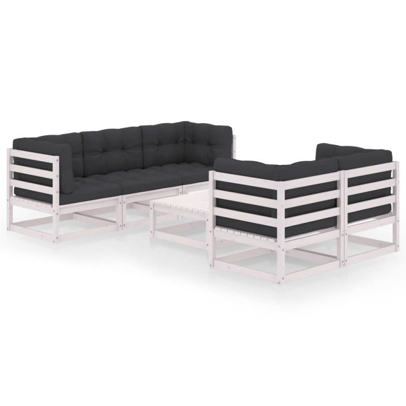 vidaXL Muebles de jardín 6 piezas con cojines de madera de pino maciza