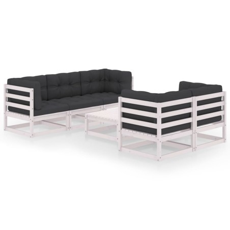 vidaXL Muebles de jardín 6 piezas con cojines de madera de pino maciza