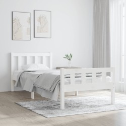vidaXL Estructura de cama individual madera maciza blanca 90x190 cm