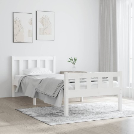vidaXL Estructura de cama individual madera maciza blanca 90x190 cm