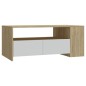 vidaXL Mesa de centro madera contrachapada blanco y Sonoma 102x55x45cm vidaXL Mesa de centro madera contrachapada blanco y Sonoma 102x55x45cm